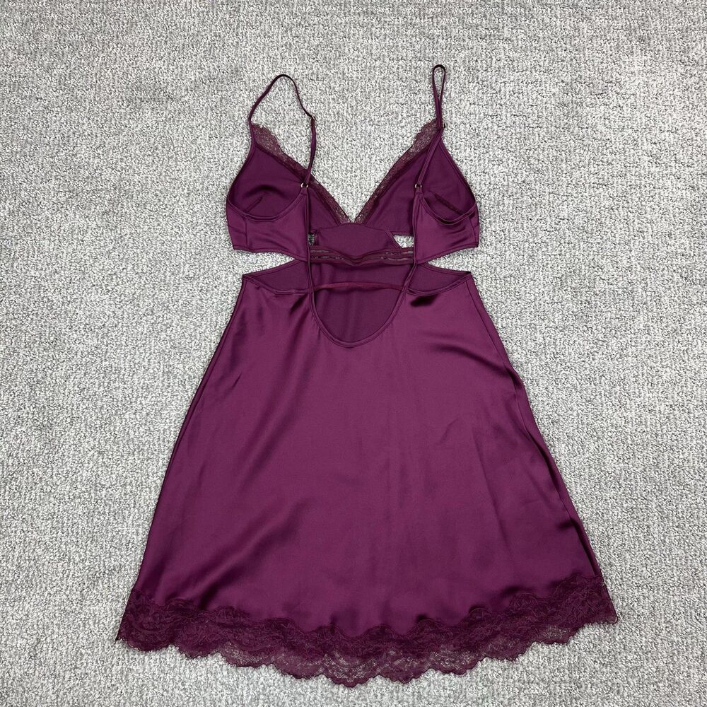Victorias Secret Chemise Nightgown Womens Small Purple Satin Lace Sexy Slip - Picture 2 of 6